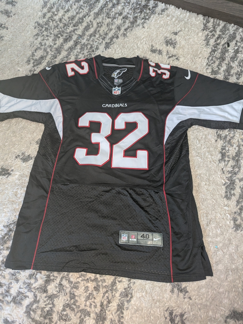 Nike Black Arizona Cardinals #32 Football Jersey with White and Red Accents